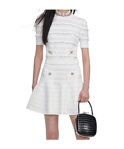 Self-Portrait Pointelle Ruffled Knitted Top