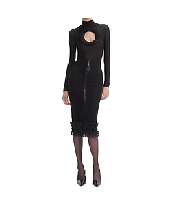 Ruffled Knitted Mid-Length Dress