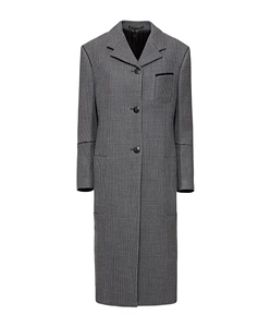 Long-Sleeved Houndstooth Coat