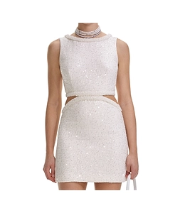 Self-Portrait Boucle Embellished Mini Dress