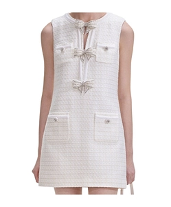 Self-Portrait Boucle Bow Mini Dress