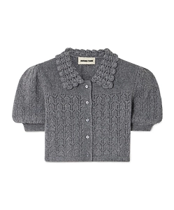Short Openwork Knit Cardigan