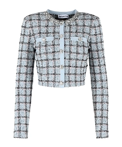Self-Portrait Checked Cropped Blazer