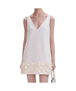Self-Portrait Crepe 3D Sequin Mini Dress