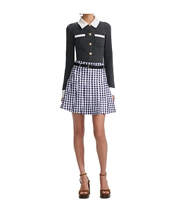 Self-Portrait Contrasted-Collar Knitted Cardigan