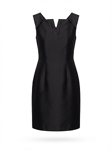 Shushu/Tong Lapel Waist-Cinching Straight Dress