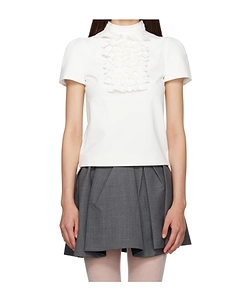 Stand Collar Zip-Up Blouse