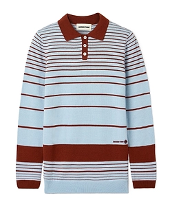 Striped Knitted Polo Sweater