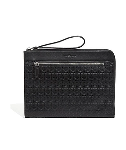 Ferragamo Gancini Embossed Zip-Up Clutch Bag