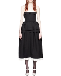 Two-Tone Strapless Midi Dress