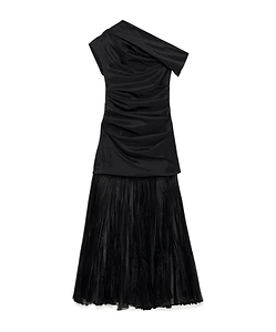 Ammalie Draped Pleated-Skirt Taffeta Dress