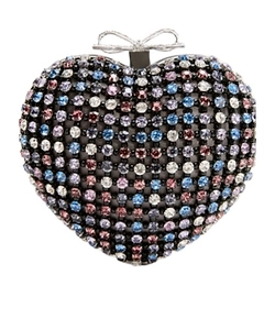 Self-Portrait Embellished Heart Clutch Bag