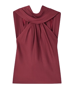 Scarlett Cape-Effect Draped Satin Top