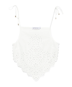 Self-Portrait Embroidered Asymmetric Hem Top