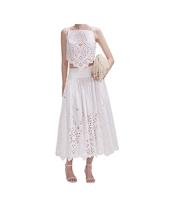 Self-Portrait Embroidered Midi Skirt