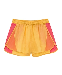 Saint Laurent Logo Embroidered Color-Block Shorts