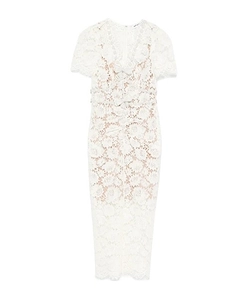 Self-Portrait Fine Lace Embellished Midi Dress