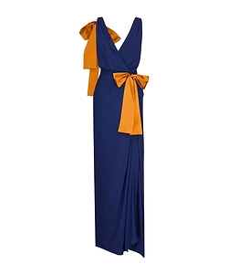 Saint Laurent Draped Bow Detailed Maxi Dress