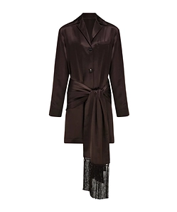 Ferragamo Tie-Waist Fringed Blazer