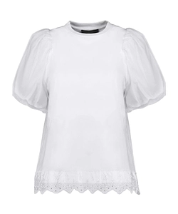 Simone Rocha Lace Detailed Puff-Sleeved T-Shirt