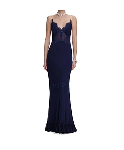 Self-Portrait Lace Georgette Maxi Dress