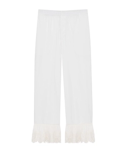Lace-Cuff Pants In Cotton Poplin