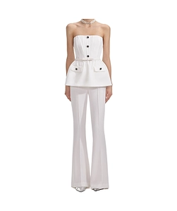 Self-Portrait Strapless Crepe Jumpsuit
