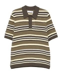 Striped Knit Polo Shirt