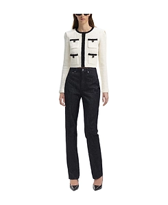 Self-Portrait Textured Knitted Cardigan