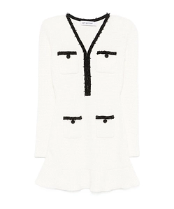 Self-Portrait Bead-Detailed Long-Sleeved Mini Dress