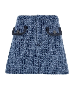 Self-Portrait Textured Denim Mini Skirt