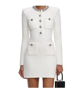 Self-Portrait Trim Embellished Knit Mini Dress