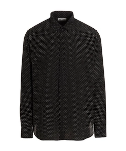Polka-Dot Long-Sleeve Silk Shirt