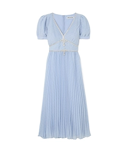 Pleated Chiffon Midi Dress