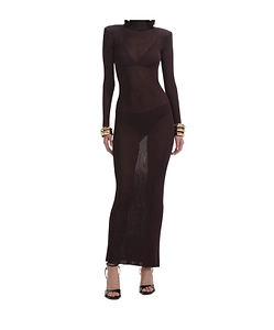 Self-Portrait Shoulder Pad Knitted Maxi Dress