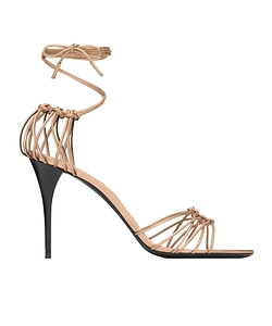 Saint Laurent Babylone Lace-Up Heeled Sandals