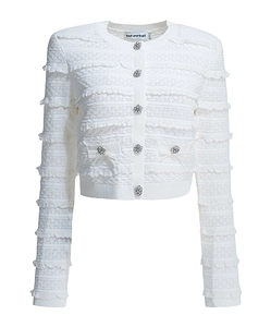 Self-Portrait Pointelle Diamante Cardigan