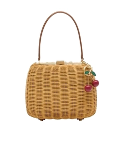Self-Portrait Cherry Charm Rattan Clutch Bag