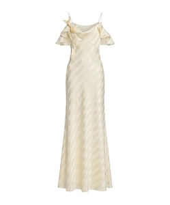 Self-Portrait Striped Ruffled Maxi Dress