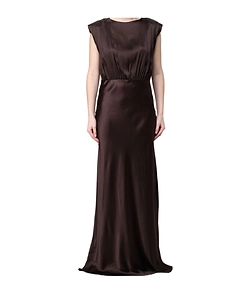 Semicouture Draped Open-Back Maxi Dress