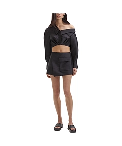 Overlapping-Panel Crepe Mini Shorts