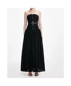 Bandeau Belted-Knit Maxi Dress