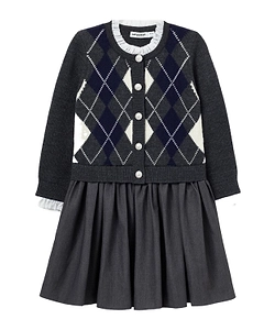 Argyle-Knit Buttoned Dress