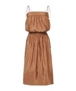 Saint Laurent Drawstring Shirred Sleeveless Dress