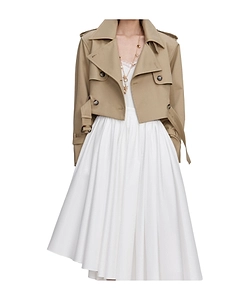 Beige Cropped Trench Jacket