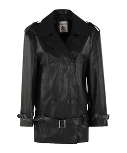 Long-Sleeved Leather Jacket