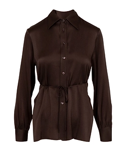 Semicouture Tie-Waist Satin Shirt