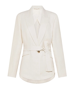 Tie-Detail Single-Breasted Blazer