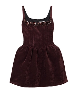 Embellished Velvet Mini Dress