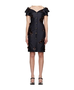 Floral-Appliqué Mini Dress